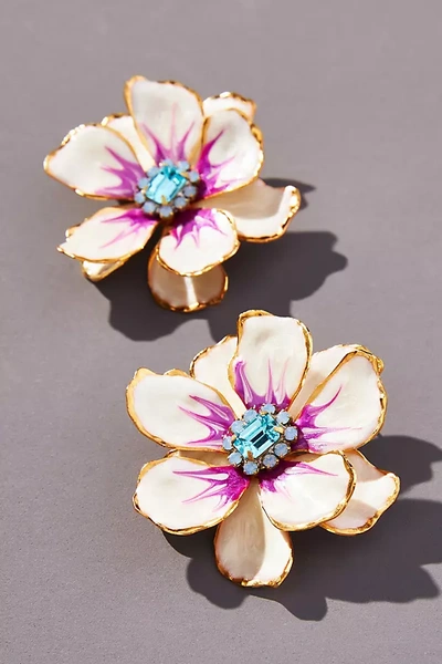 The Pink Reef Hand-painted Earrings In Beige