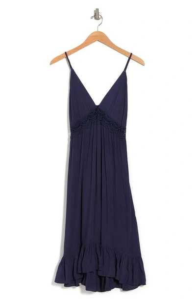 Boho Me Crochet Lace Cover-up Midi Dress In Midnight