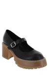 Mia Natania Platform Mary Jane Lug Sole Pump In Black