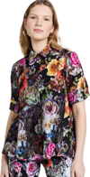 ADAM LIPPES SHORT SLEEVE TRAPEZE TOP IN PRINTED VOILE