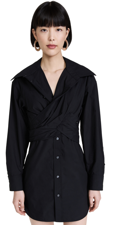 alexander wang black shirt dress Alexander Wang Alexanderwang.t Cross Front Shirt Dress In Black
