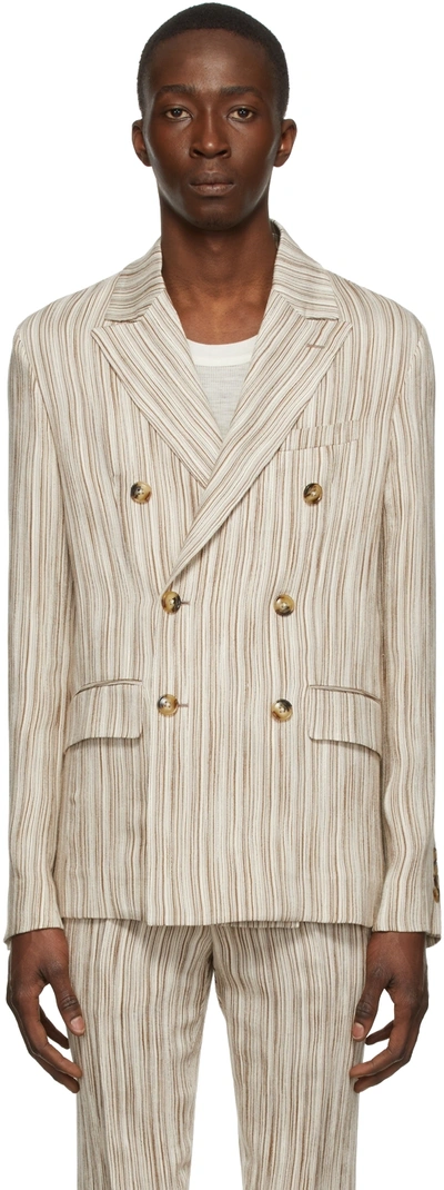 Amiri Double-breasted Cotton-blend Bouclé Blazer In Neutrals