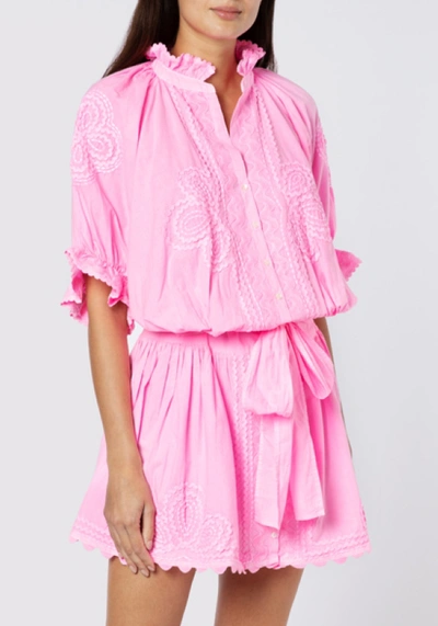Juliet Dunn Ric Rac Blouson Dress Pink In Washed Orchid