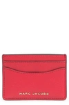 Marc Jacobs Pebbled Leather Card Case In Fire Red