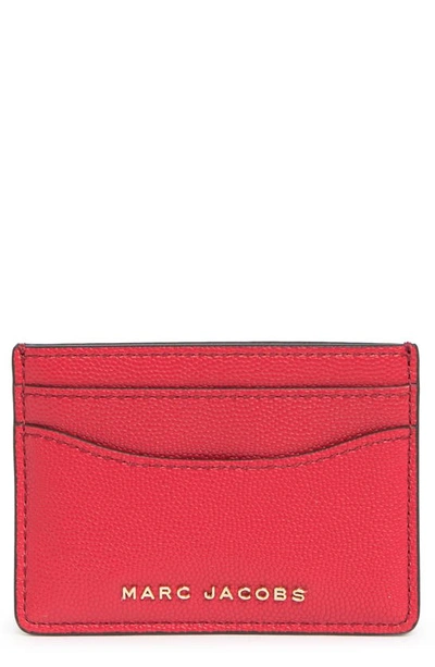 Marc Jacobs Pebbled Leather Card Case In Fire Red