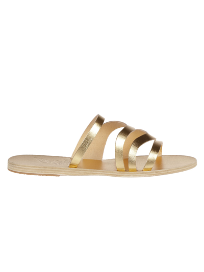 Ancient Greek Sandals Caryae Metallic Leather Flat Sandals In Gold