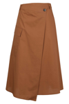 Woolrich Poplin A-line Midi Skirt In Marrone