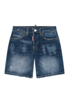 Dsquared2 Kids Blue Denim Shorts With Dsq2 Brothers Patch In Denim