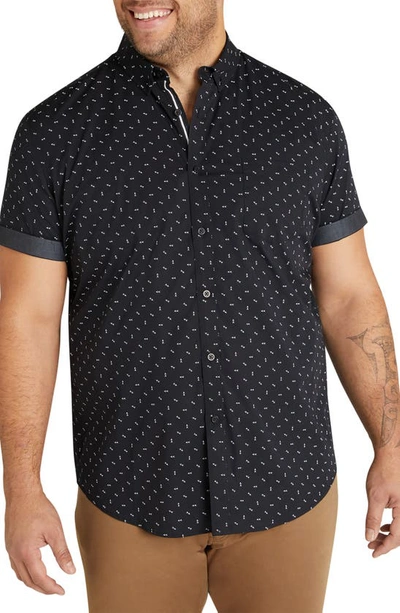 Johnny Bigg Benson Arrow Print Stretch Short Sleeve Button-down Shirt In Black