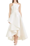 Sachin & Babi Tara Gathered High-low Gown In Off White