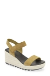 Sorel Cameron Wedge Espadrille Sandal In Olive Shade Sea Salt
