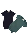 Kyte Baby Assorted 2-pack Bodysuits In Navy/ Emerald