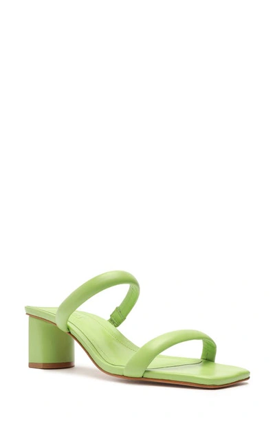 Schutz Women's Ully Lo Square Toe Mid Heel Sandals In Lime Green