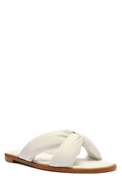 Schutz Fairy Puffy Leather Flat Sandals In White