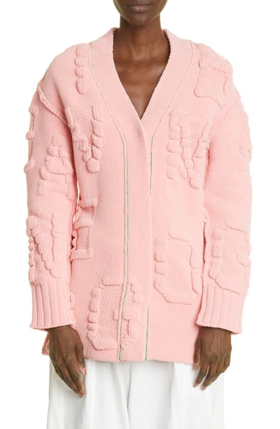 Bottega Veneta Alphabet Oversize Chenille Cardigan In Pink