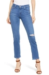 PAIGE AMBER MID RISE STRAIGHT LEG JEANS