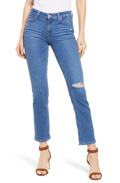 Paige Amber Mid Rise Straight Leg Jeans In Road Rules Destructed