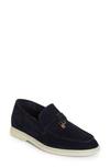 Loro Piana Summer Charms Walk Suede Loafers In Caviar