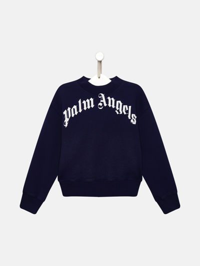 Palm Angels Blue Cotton Classic T-shirt In Navy