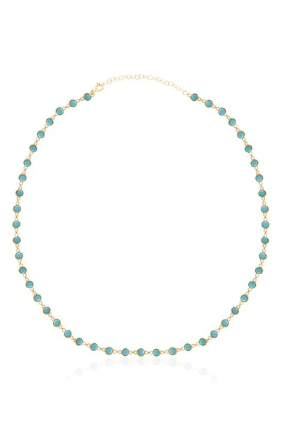 Gabi Rielle 14k Gold Plated Sterling Silver Turquoise Crystal Choker