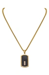 AMERICAN EXCHANGE GOLD TONE PLATED STAINLESS STEEL DIAMOND DOG TAG NECKLACE