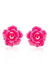 Bling Jewelry 3d Rose Stud Earrings In Bright Pink