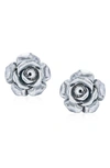 Bling Jewelry 3d Rose Stud Earrings In Silver