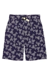 Palm Angels Blue Short For Boy With Bears In Navy Blue White