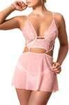 MAPALÉ 2-IN-1 UNDERWIRE BABYDOLL CHEMISE & THONG SET