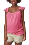 Stowaway Collection Gauze Ruffle Strap Maternity Tank In Bright Rose