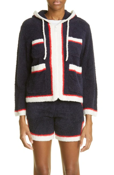 Undercover Hooded Chenille Zip Jacket In Navy