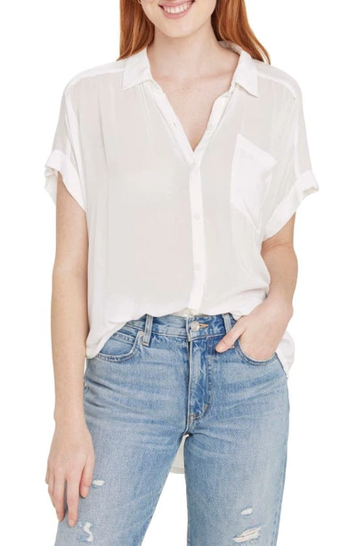 Splendid High-low Cotton Blend Button-up Shirt In White