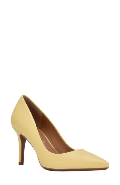 Calvin Klein Women's Gayle Pointy Toe Classic Pumps Women's Shoes In Butter Yellow Leather