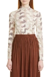 Samsoe & Samsoe Elsi Floral Print Mock Neck Top In Blurred Brown