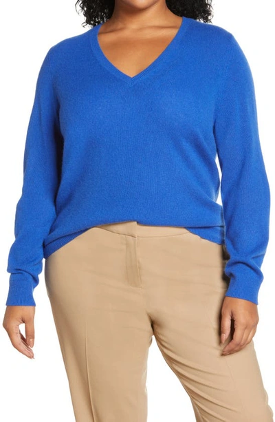 Nordstrom Essential V-neck Cashmere Sweater In Blue Surf