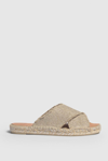 Castaã±er Castaner Womens Taupe Palmera Cross-over Linen Mules In Light Gold