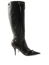 BALENCIAGA CAGOLE BUCKLED KNEE-HIGH LEATHER BOOTS