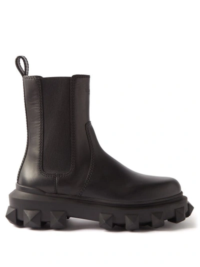 Valentino Garavani Rockstud-sole Leather Chelsea Boots In Black