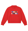 Palm Angels Logo Printed Cotton Sweatshirt In Red Multicolor