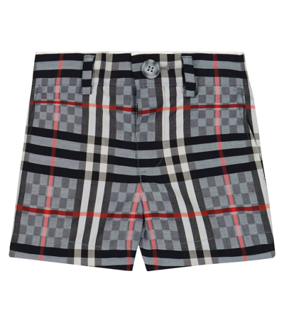 Burberry Babies' Vintage Check棉质混纺短裤 In Pale Blue Ip Check