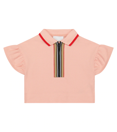 Burberry Babies' Icon Stripe-detail Polo Shirt (6-24 Months) In Apricot