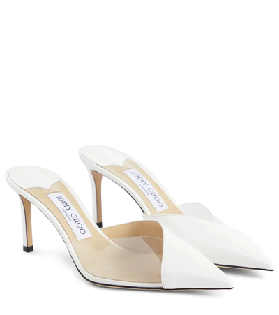 Jimmy Choo Claria 75 Patent Leather-paneled Mules In Optical White