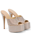 Paris Texas Embellished Suede Sandals In Rose Rock Diamond