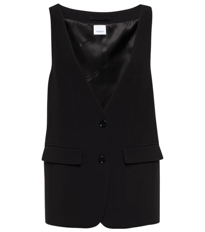 Burberry Sleeveless Tailored Silk Jacket In Black