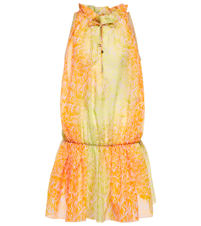 Stella Mccartney Printed Cotton Minidress In Orange