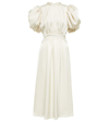 Rotate Birger Christensen + Net Sutain Cutout Pleated Recycled-satin Midi Dress In Egret