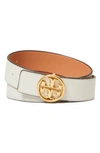 Tory Burch Miller Reversible Leather Buckle Belt In New Ivory