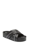 Stella Mccartney Vesta Eco Alt Logo Crisscross Sandals In 1000 Black