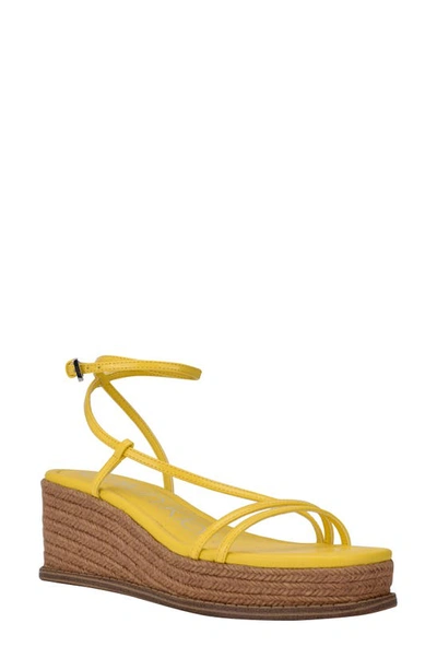 Calvin Klein Women's Neve Asymmetrical Strappy Espadrille Wedge Sandals Women's Shoes In Yellow