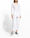 Nic + Zoe Featherweight Angled Hem Linen Blend Sweater In Pwh